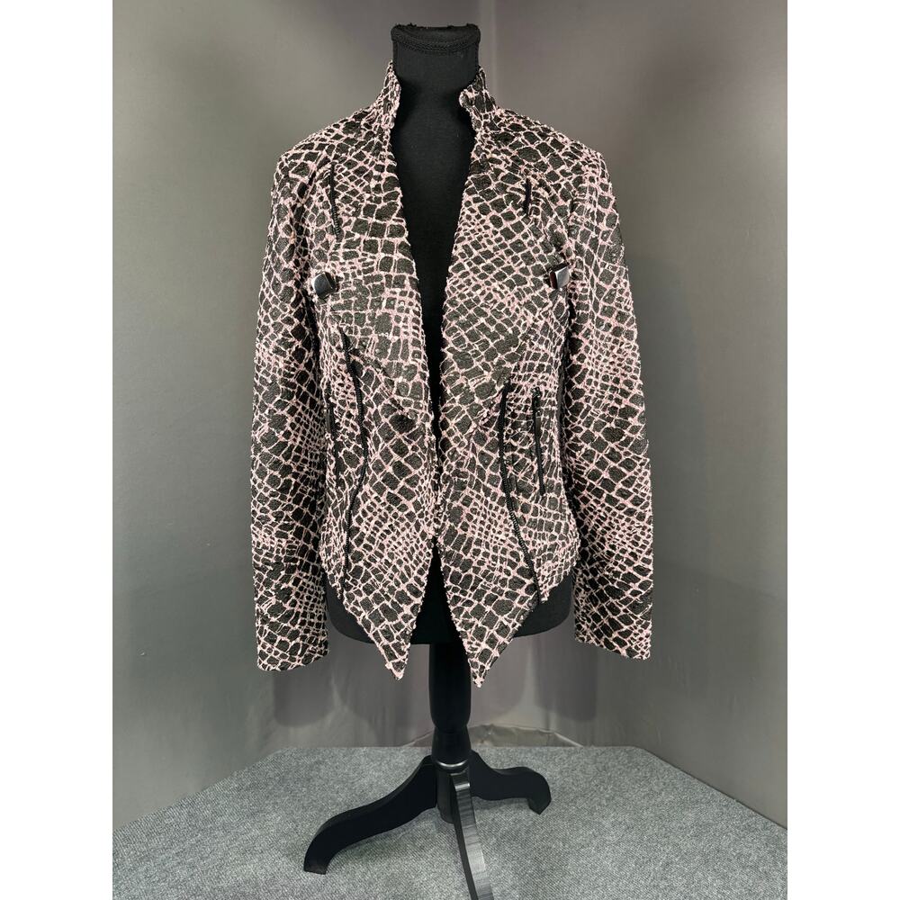 Frank Lyman Blazer Women’s 8 Textured Crocodile Pattern Avant Garde Pink Black